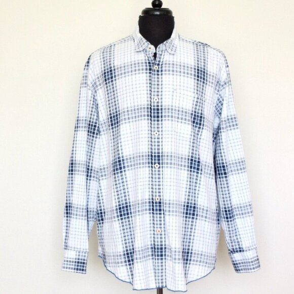 Tommy Bahama Jeans Checkered Button Front Long Sleeve Shirt Blue SZ XXL - Picture 1 of 6